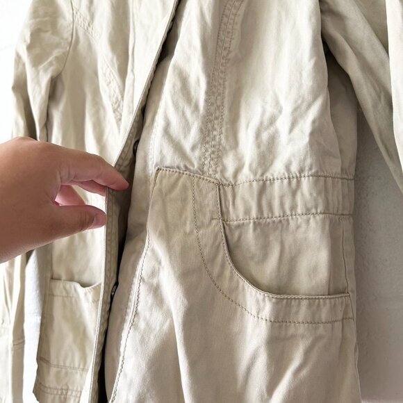 DKNY JEANS Cotton Khaki Zip Up Button Up Hooded Utility Jacket Women’s Medium - Picture 2 of 6